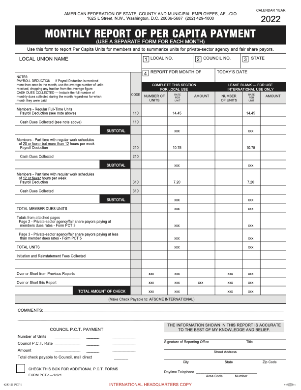 Per Capita Tax Reporting Forms SecretaryTreasurer Online Resource Center